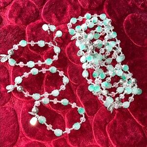 Elegant Silver and Green Beaded Bracelet
#11